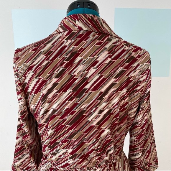 Mossimo Retro Print Shirt Dress size 6 Red Brown pattern 70s vibe - Picture 6 of 14